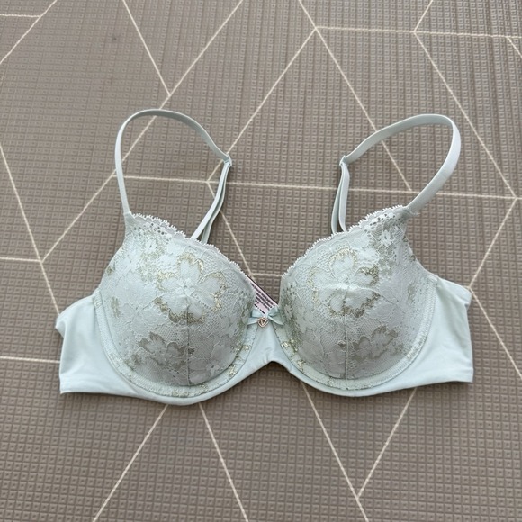 Victoria's Secret Other - NEW Victoria's Secret Rose Lace Shimmer Push-Up Bra 34C Very Sexy Mint Green